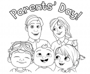 Printable Parents Day CoComelon Family coloring pages