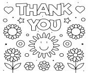 Printable thank you flowers coloring pages