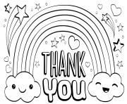 Printable thank you rainbow stars coloring pages