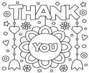 Printable thank you heart flower stars coloring pages