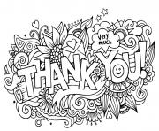Printable thank you very much doodle coloring pages