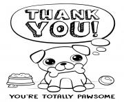 Printable thank you you are totally pawsome coloring pages