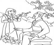 Printable mulan and his father fa zhou coloring pages