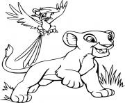 Printable Young Simba Running with Zaru coloring pages