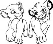 Printable Young Nala Running with Simba coloring pages