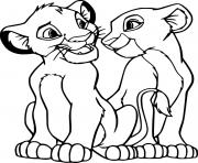 Printable Young Simba and Nala coloring pages