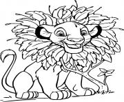 Printable Simba Using Leaves As His Mane coloring pages