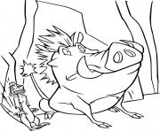 Printable Timon and Pumbaa Are Scared coloring pages