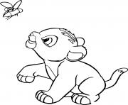 Printable Baby Simba Chasing a Bug coloring pages