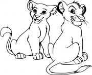 Printable Young Nala and Simba coloring pages
