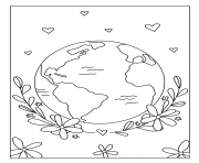 Printable earth day flowers love coloring pages