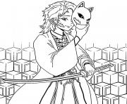 Printable Sabito with mask demon slayer coloring pages