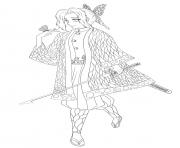 Printable Shinobu Kocho and the butterfly demon slayer coloring pages