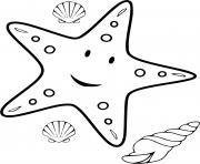 Printable sea star and sea shells coloring pages
