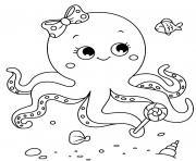Printable octopus on the sea floor coloring pages