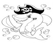Printable pirate shark of the sea animals coloring pages