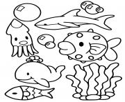 Printable animals of the sea easy coloring pages