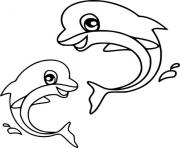 Printable two baby dolphins coloring pages