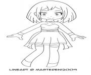 Printable Chibi My Hero Academia MHA Ochako Uraraka by mastereni2009 coloring pages