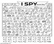 Printable I Spy Earth Day coloring pages
