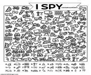 Printable I Spy construction coloring pages