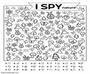 Printable I Spy nature coloring pages