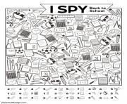 Printable I Spy Back to school coloring pages