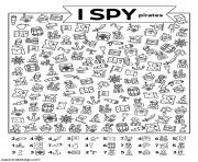 Printable I Spy pirates coloring pages
