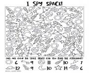 Printable I Spy Space Univers coloring pages