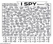 Printable I Spy Flowers coloring pages
