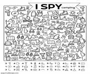 Printable I Spy camping coloring pages