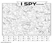 Printable i spy animals coloring pages