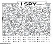 Printable I Spy Christmas coloring pages