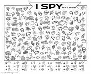 Printable I Spy Ice Cream coloring pages