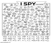Printable I Spy Mermaids coloring pages