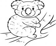 Printable Koala Gets on the Tree coloring pages