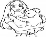 Printable A Girl Holds a Koala coloring pages