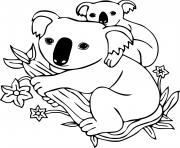 Printable Cartoon Koala and Baby coloring pages