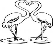 Printable Flamingo Couple in the Water coloring pages