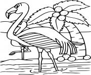 Printable Flamingos and Coconut Tree coloring pages