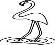 Printable Simple Flamingo Standing in the Water coloring pages