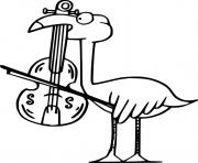 Printable Flamingo Playing Violin coloring pages