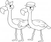 Printable Mr Flamingo and Mrs Flamingo coloring pages