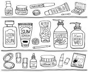Printable cosmetics face mask mascara makeup aesthetic coloring pages