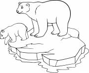 Polar Bear Cub and Mom on the Ice