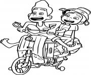 Printable Alberto and Luca Driving a Motorbike coloring pages