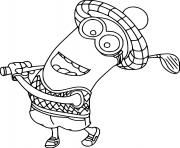 Printable Kevin Minion Swings the Golf Club coloring pages