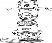 Printable Minions Surfing coloring pages
