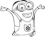 Printable Dave Minion Jumping Happily coloring pages