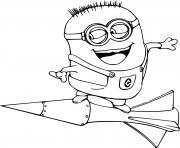 Printable Jorge Minion on the Rocket coloring pages